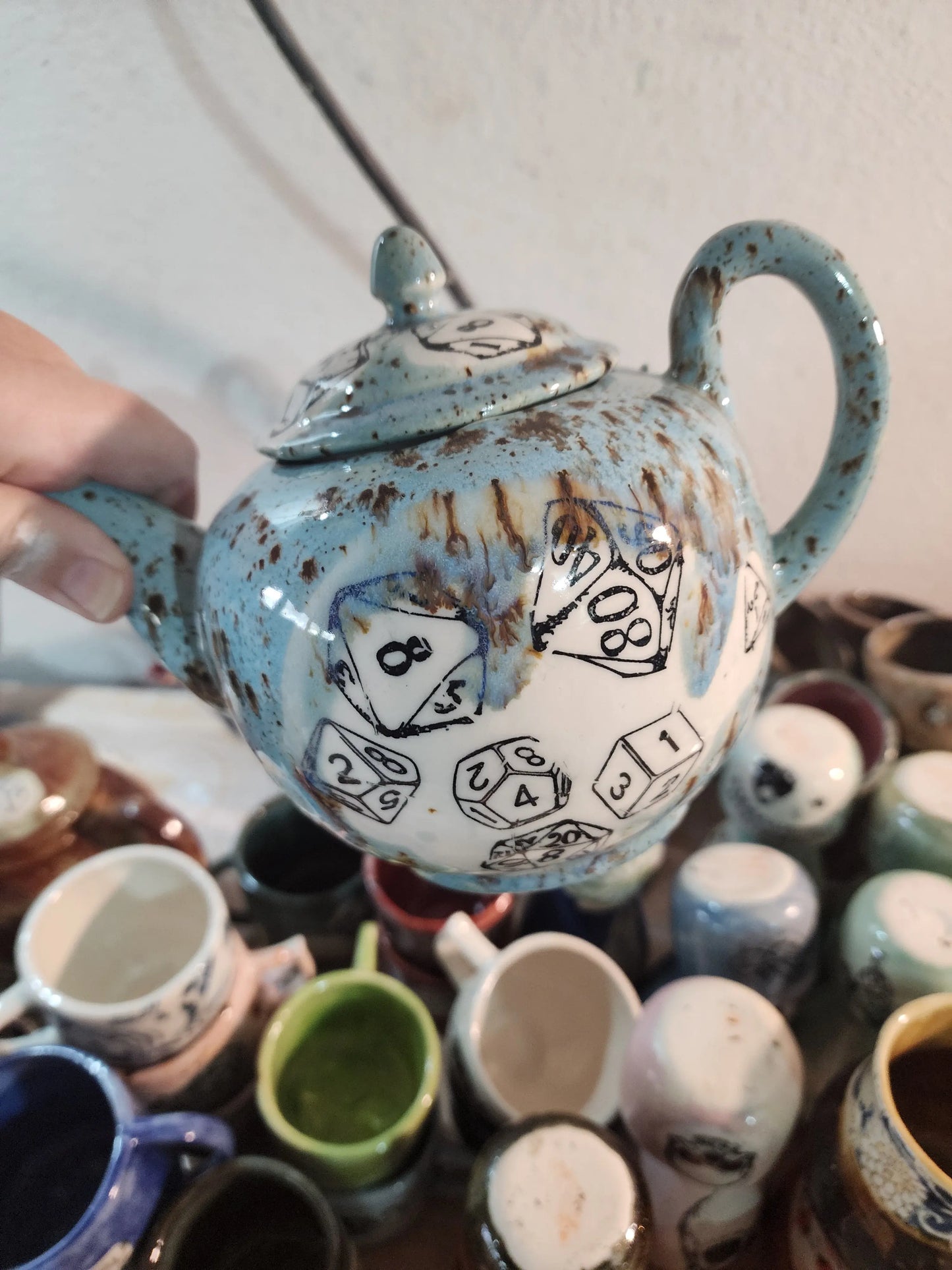 Custom TTRPG Dice Themed East Asian Style Tea Set, DnD Tea Set moonlitbeading