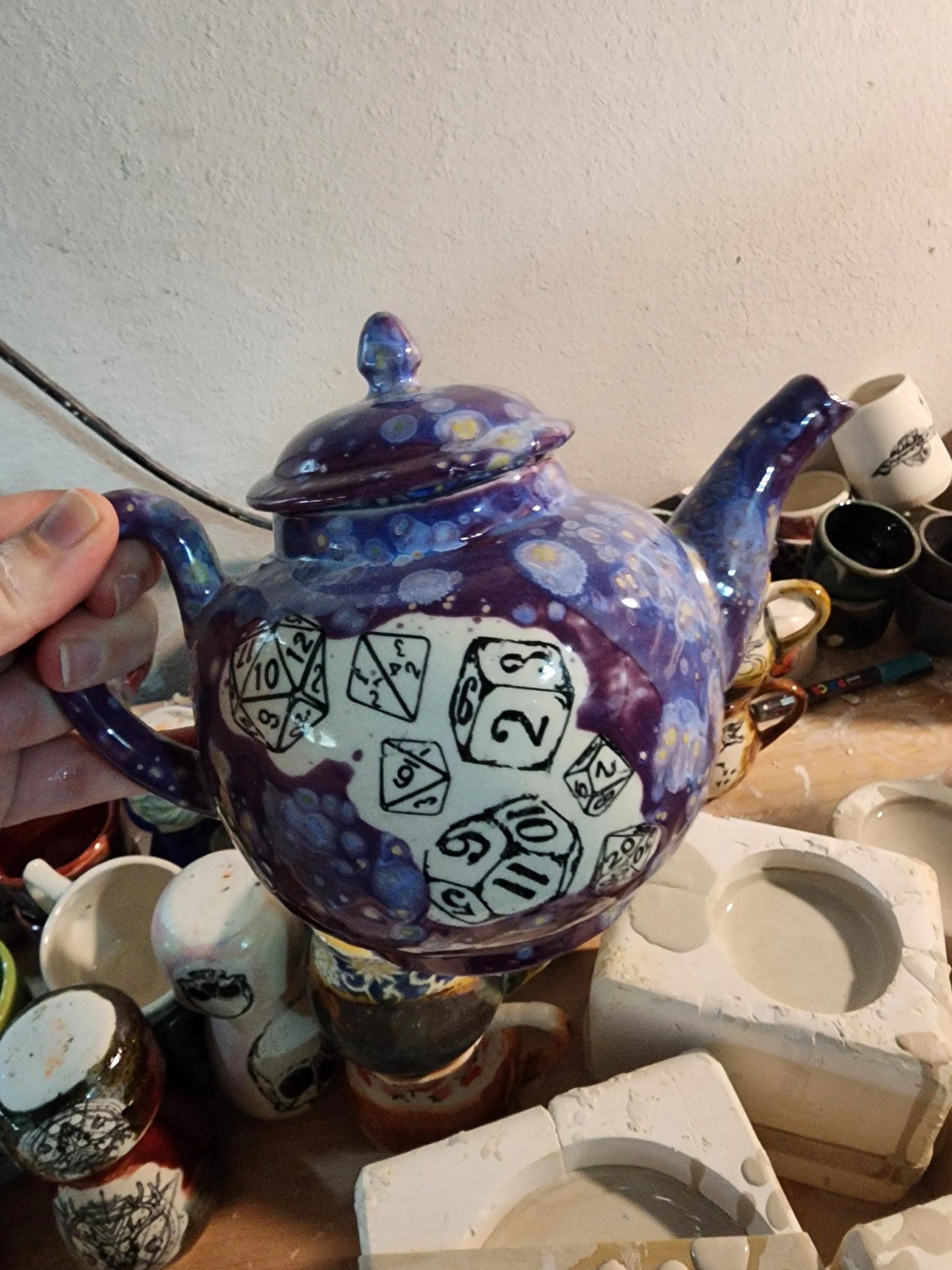 Custom TTRPG Dice Themed East Asian Style Tea Set, DnD Tea Set moonlitbeading