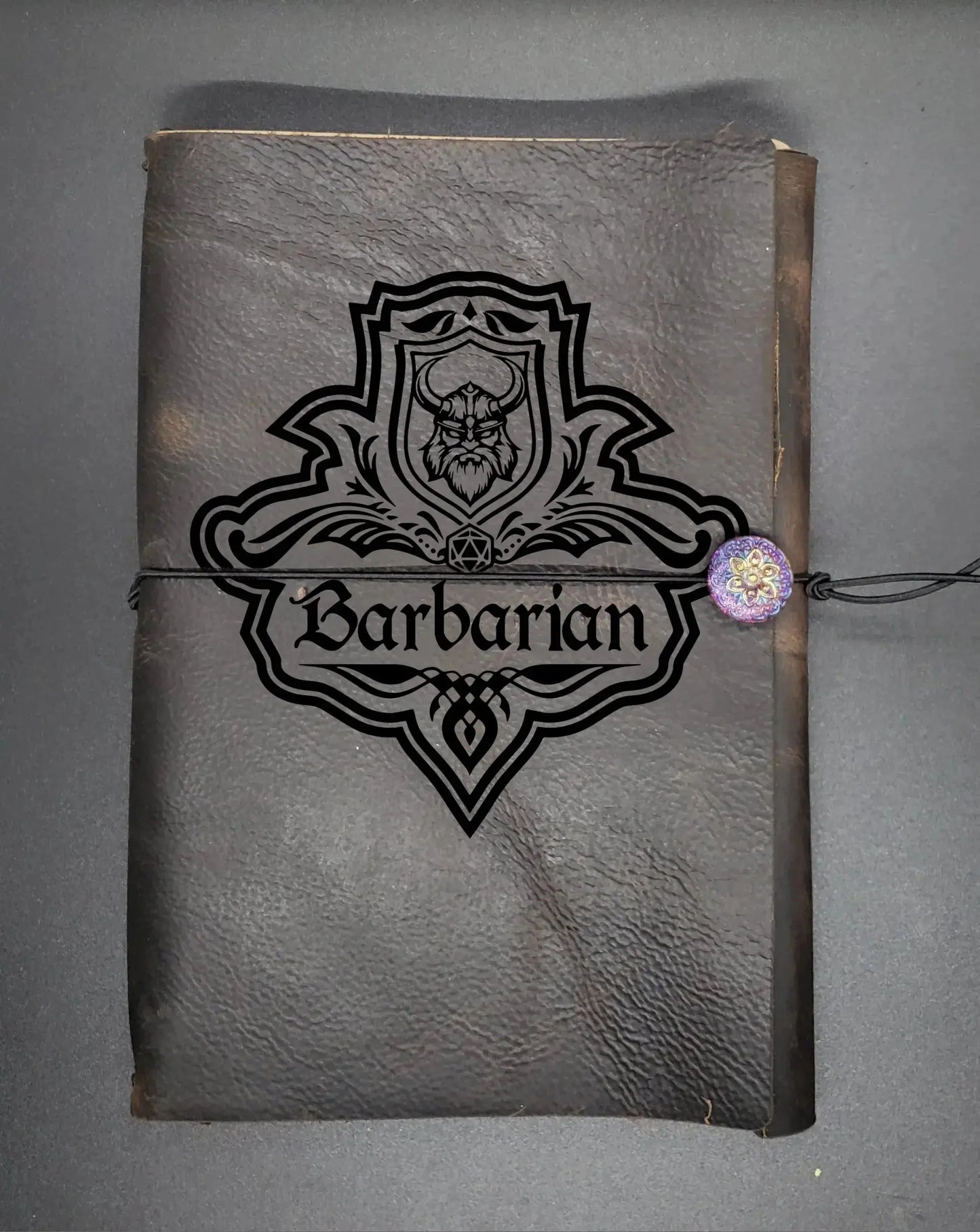 Leather Barbarian Crest DnD Character Journal, Refillable Journal, DnD Gift, Player Notebook