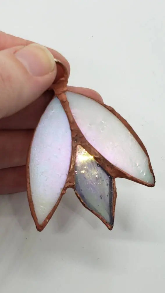 Abstract Pink and White Flower Stained Glass Suncatcher - moonlitbeading