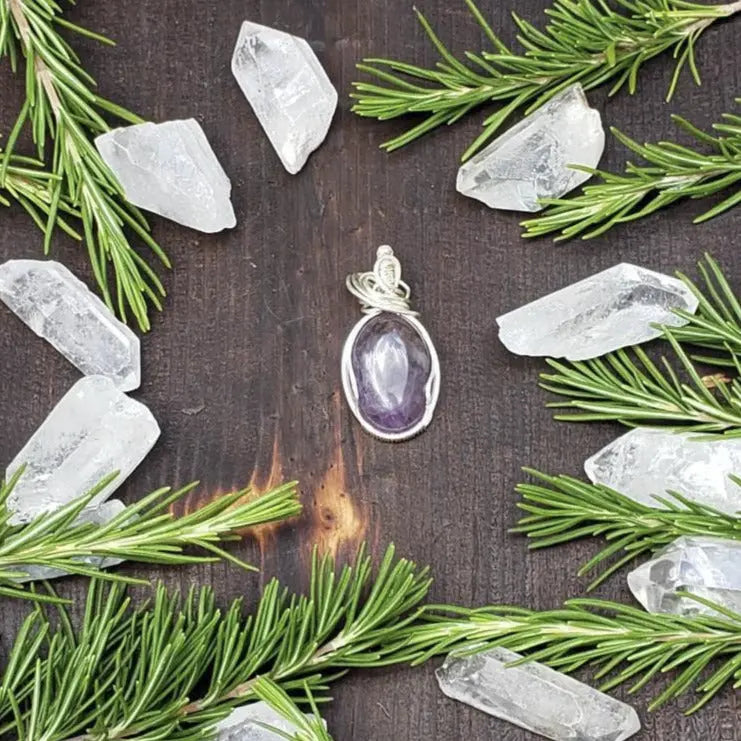 Amethyst Wire Wrapped Pendant - moonlitbeading
