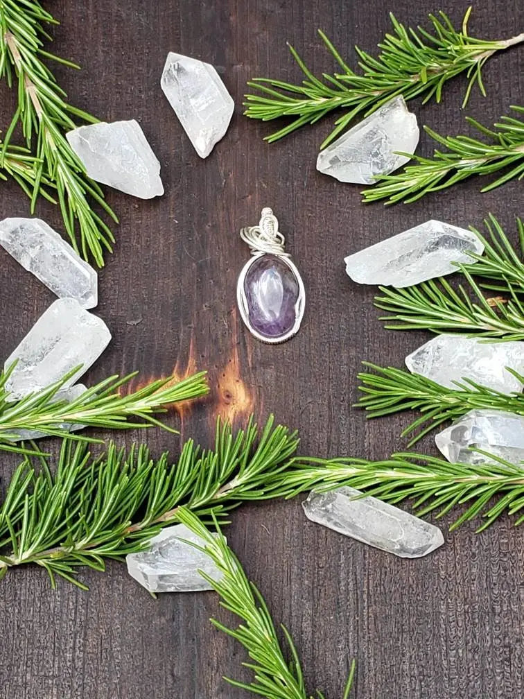 Amethyst Wire Wrapped Pendant - moonlitbeading