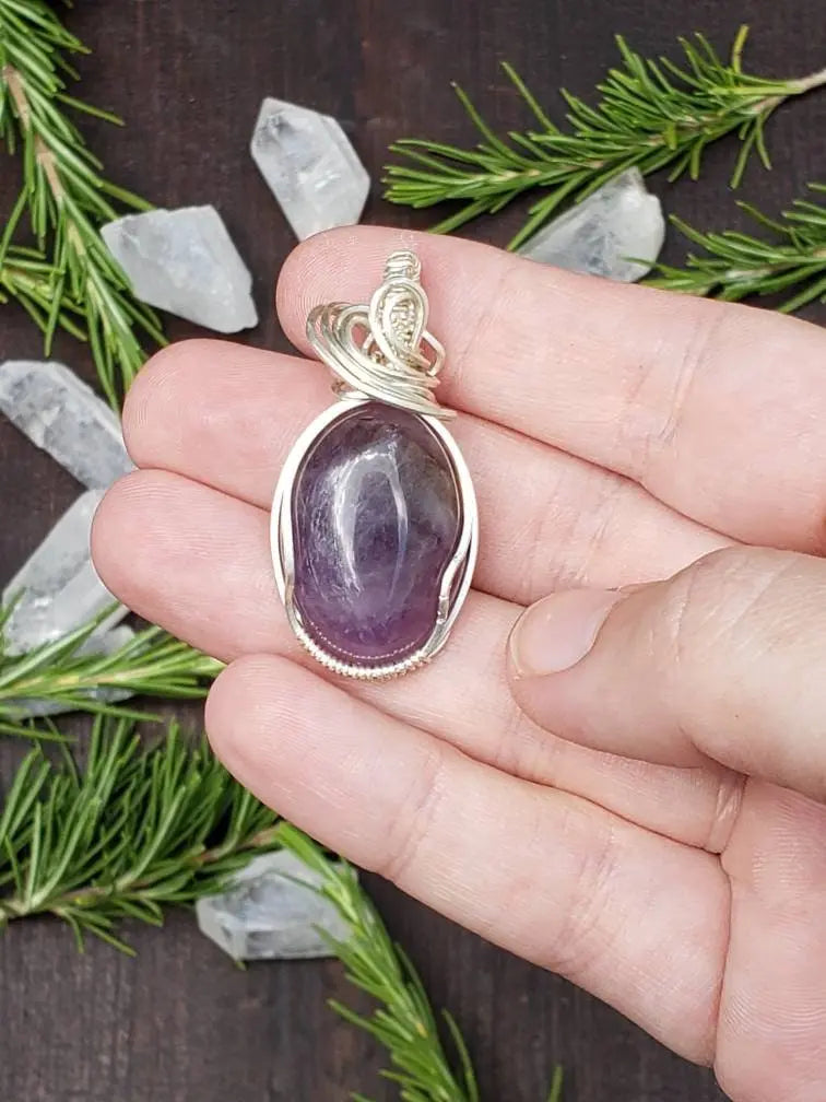 Amethyst Wire Wrapped Pendant - moonlitbeading