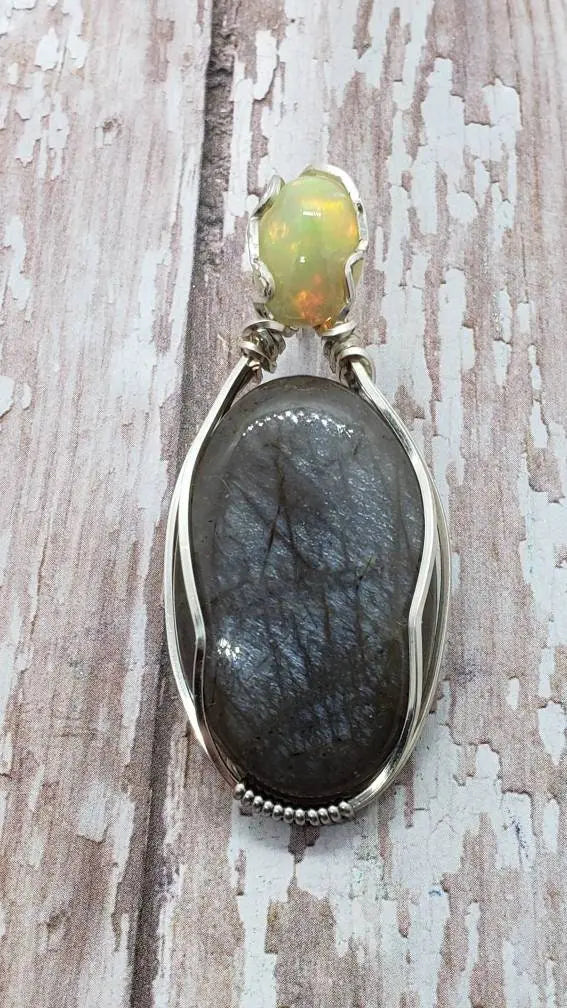 Black moonstone and Ethiopian opal - moonlitbeading