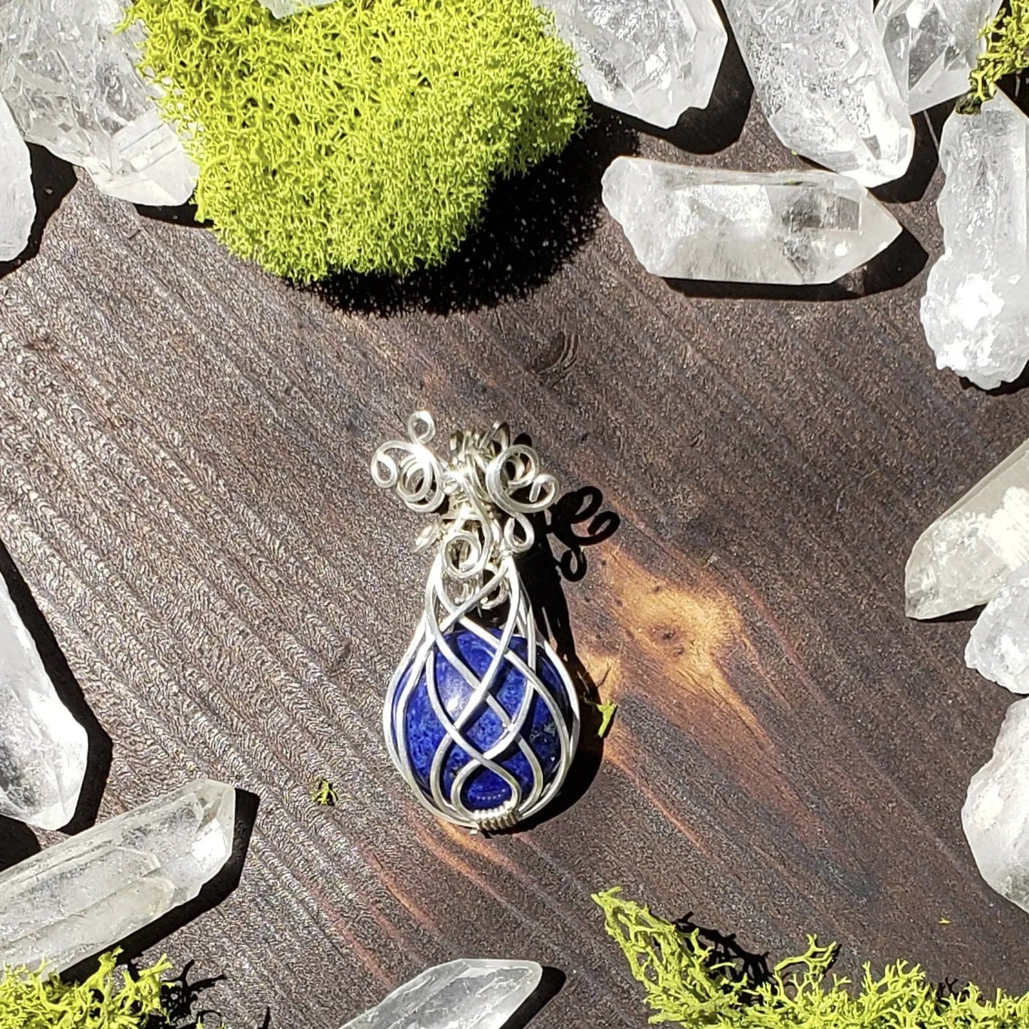 Lapis Lazuli Wire Wrapped Pendant - moonlitbeading