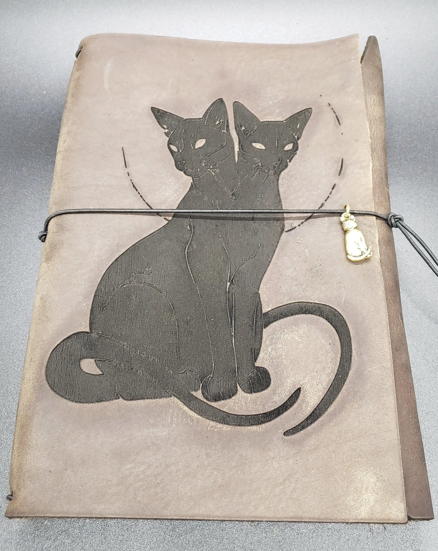 Conjoined Cat Journal cat, leather journal