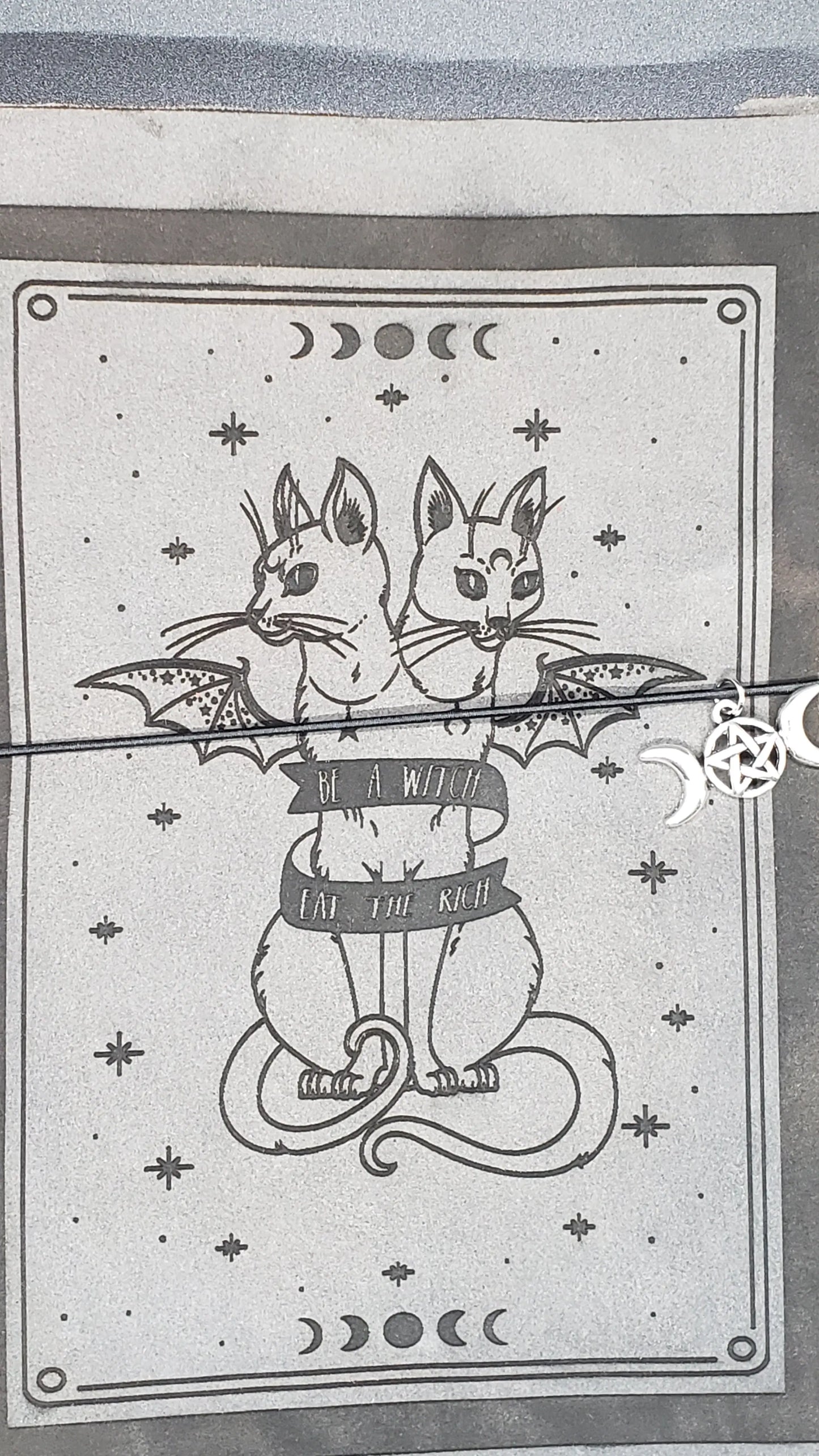 Eat the Rich Cat Journal cat, leather journal, moon phase