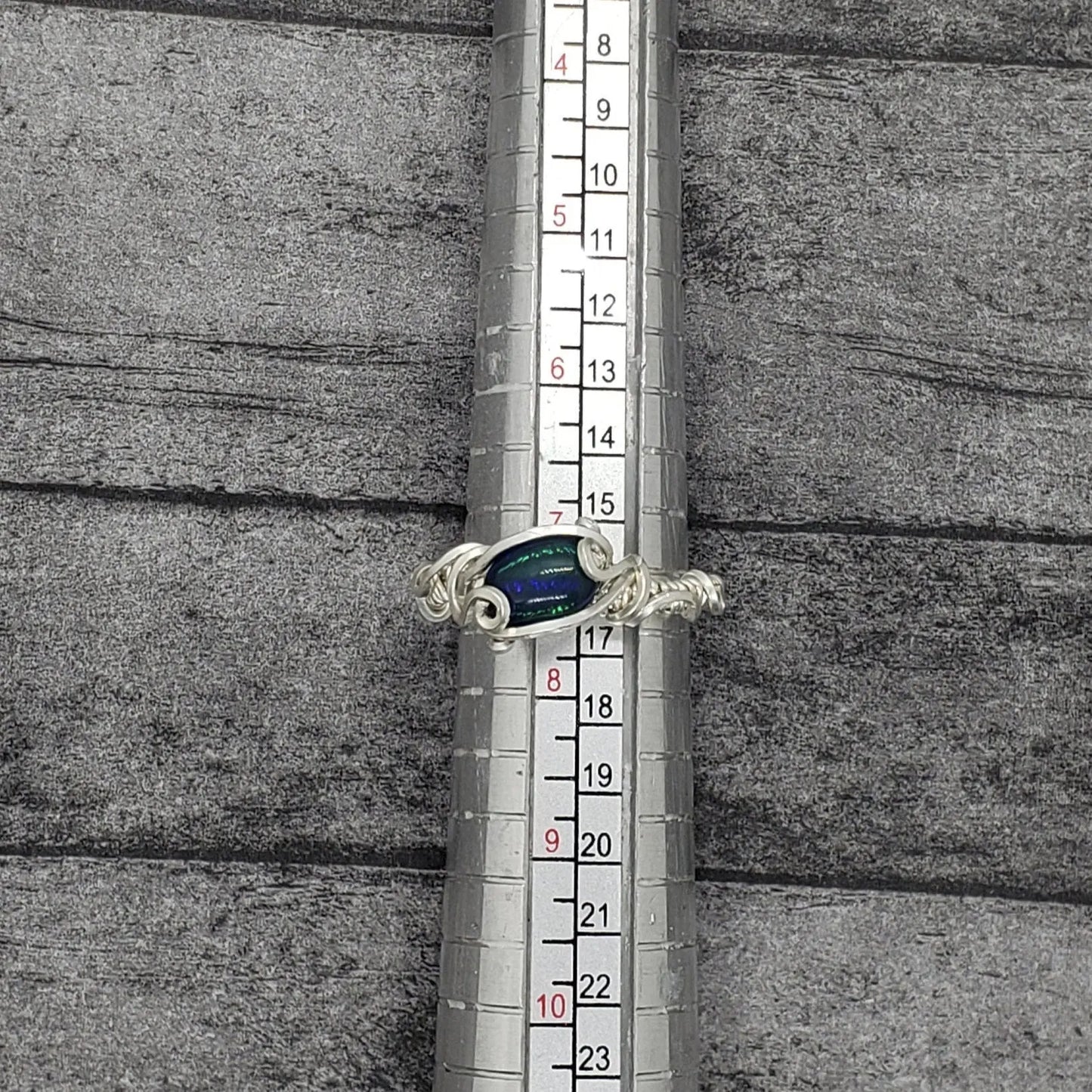 Ethiopian Black Opal Ring, 925 Sterling Silver, Size 7.25, Handmade, Natural Stone - moonlitbeading