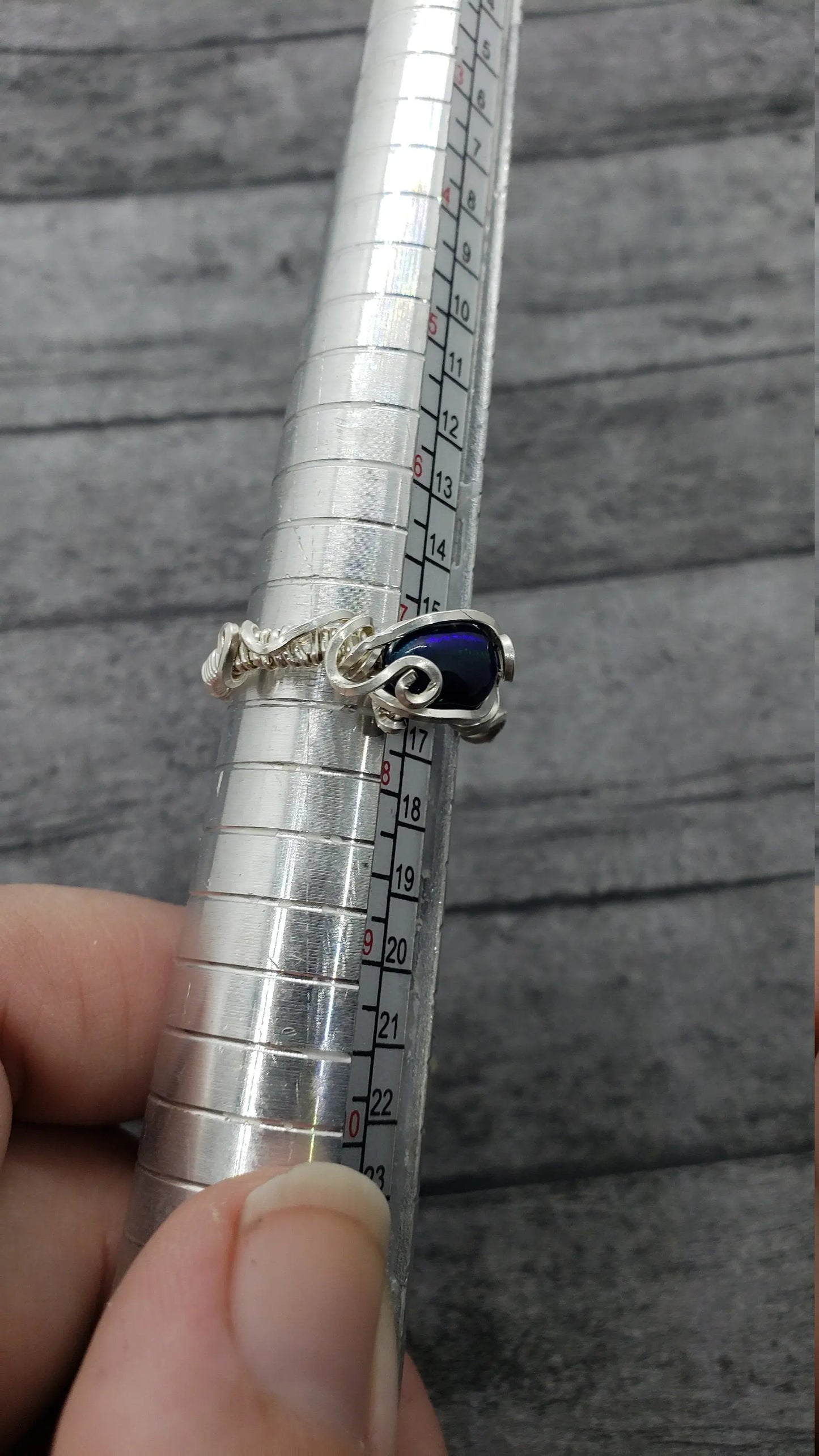 Ethiopian Black Opal Ring, 925 Sterling Silver, Size 7.25, Handmade, Natural Stone - moonlitbeading