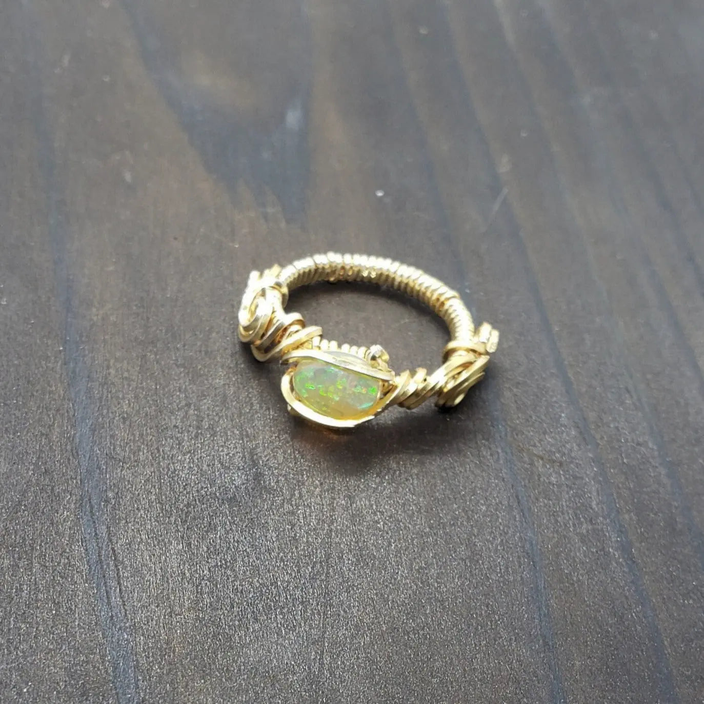 Ethiopian Opal Ring Size 5 - moonlitbeading