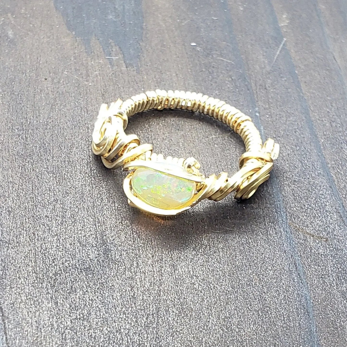 Ethiopian Opal Ring Size 5 - moonlitbeading