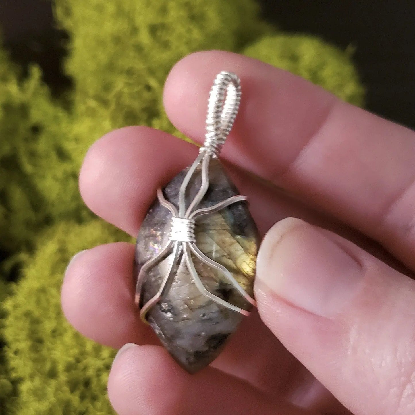 Labradorite Yoga Pendant gemstone pendant, labradorite