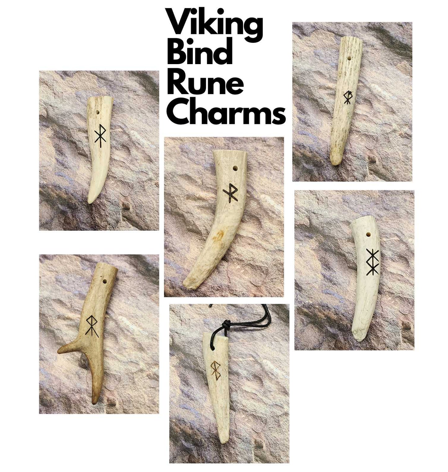 Norse Bindrune Charm Antler Pendant