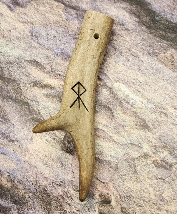 Norse Bindrune Charm Antler Pendant