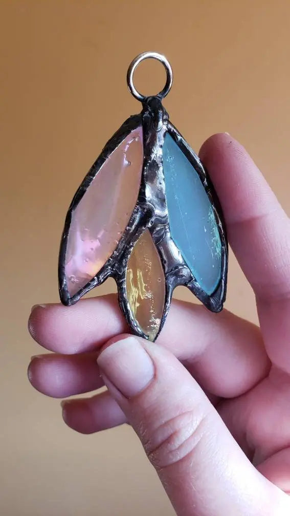 Pansexual Flower Suncatcher, LGBTQ+ Floral stained glass blue, lgbtq+, pansexual, pink, stained glass, yellow