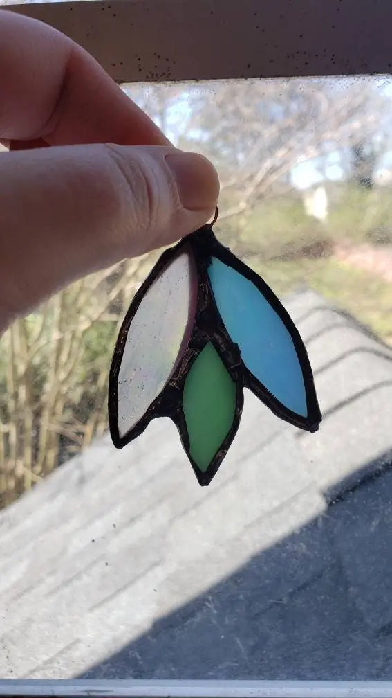 Polysexual Flower Suncatcher, LGBTQ+ Floral stained glass blue, green, lbgtq+, pink, stained glass, suncatcher