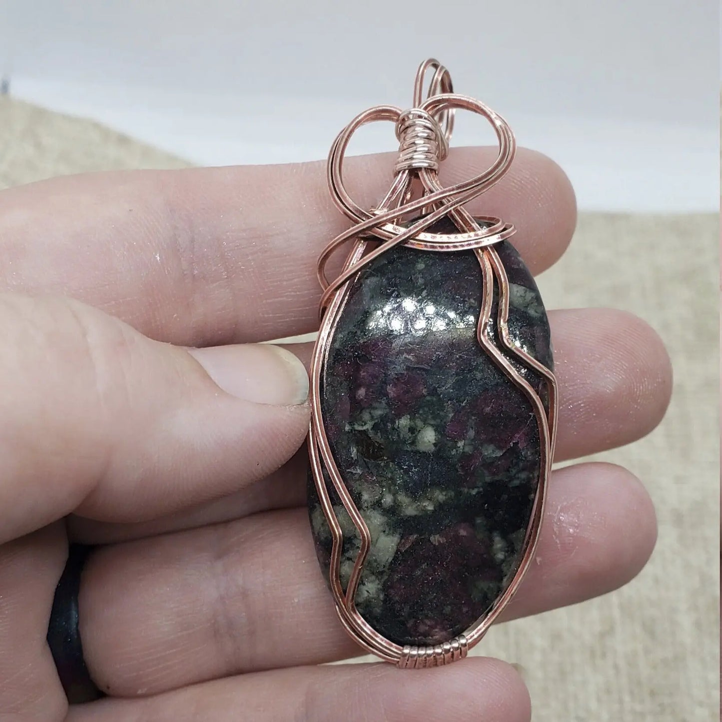 Rhodonite Wire Wrapped Pendant gemstone pendant, Rhodonite