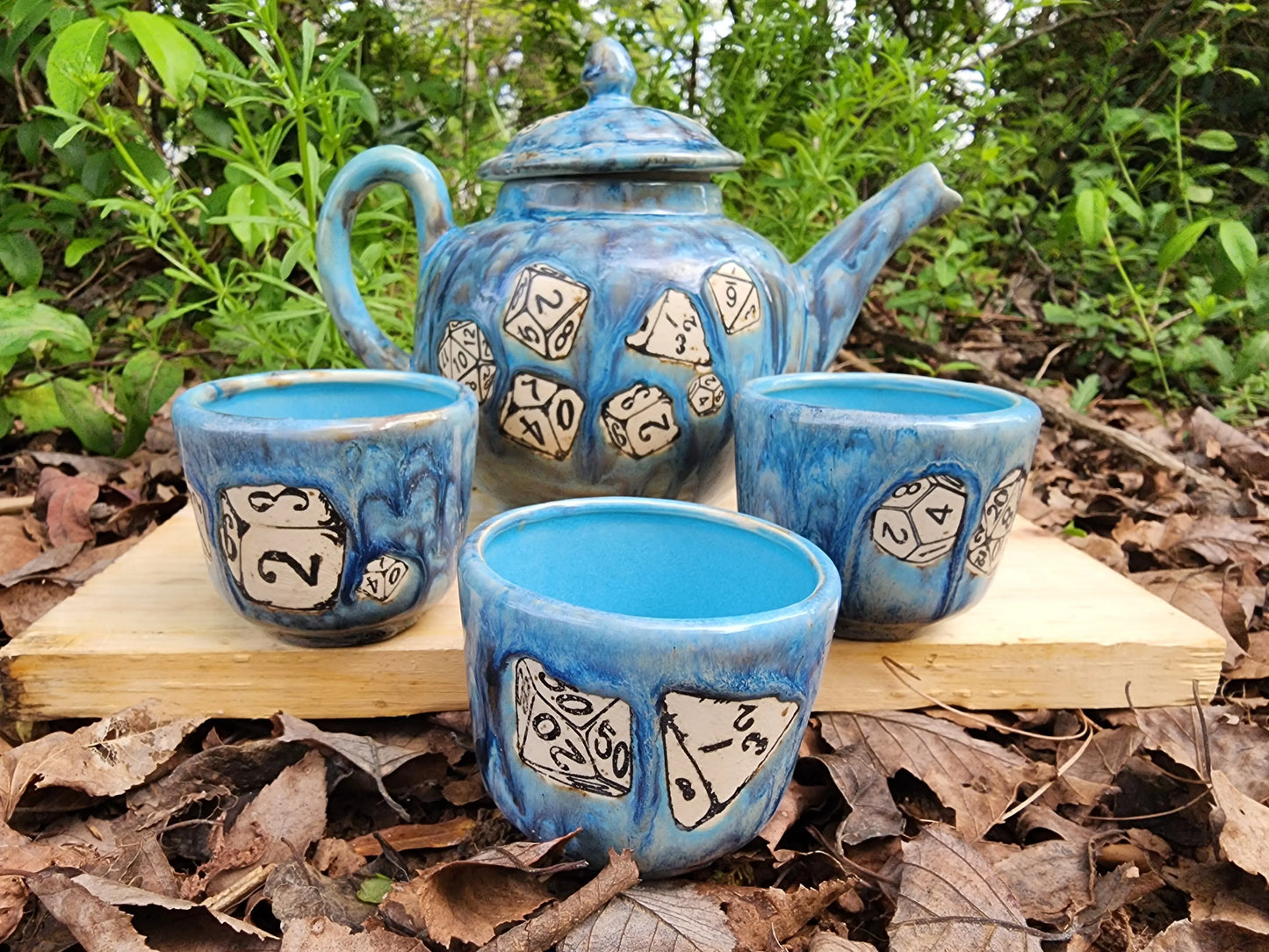Custom TTRPG Dice Themed East Asian Style Tea Set, DnD Tea Set