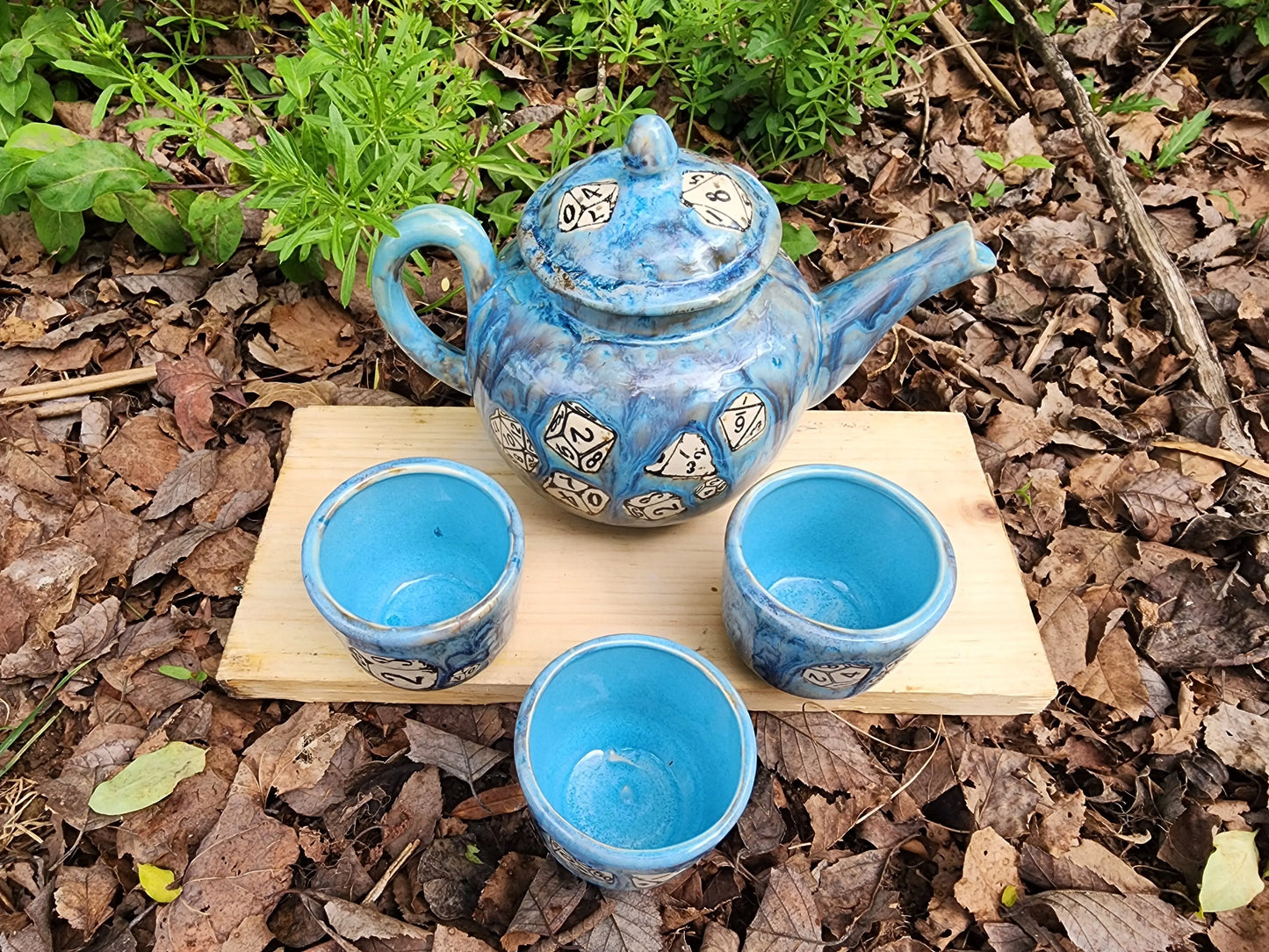 Custom TTRPG Dice Themed East Asian Style Tea Set, DnD Tea Set