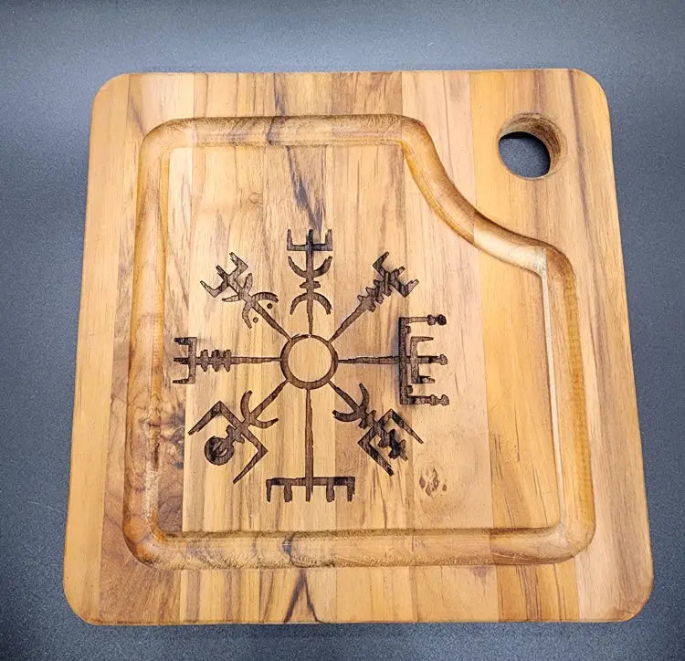 Viking Protection Compass Engraved Cutting Board