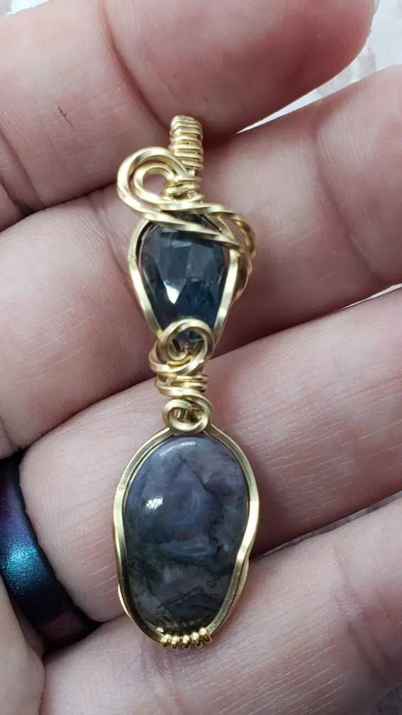 Apatite and Moss Agate pendant, Water Meets Earth - moonlitbeading