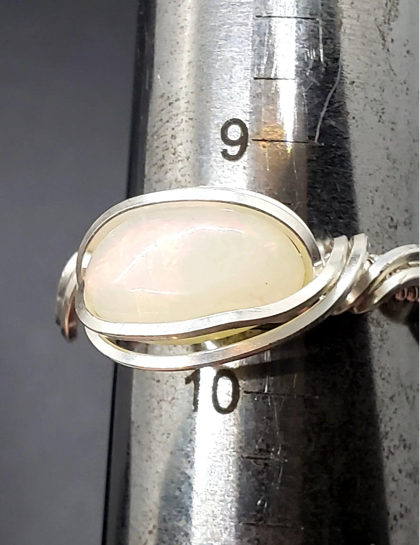 White Opal Ring, Sz 9.5 gemstone ring, opal