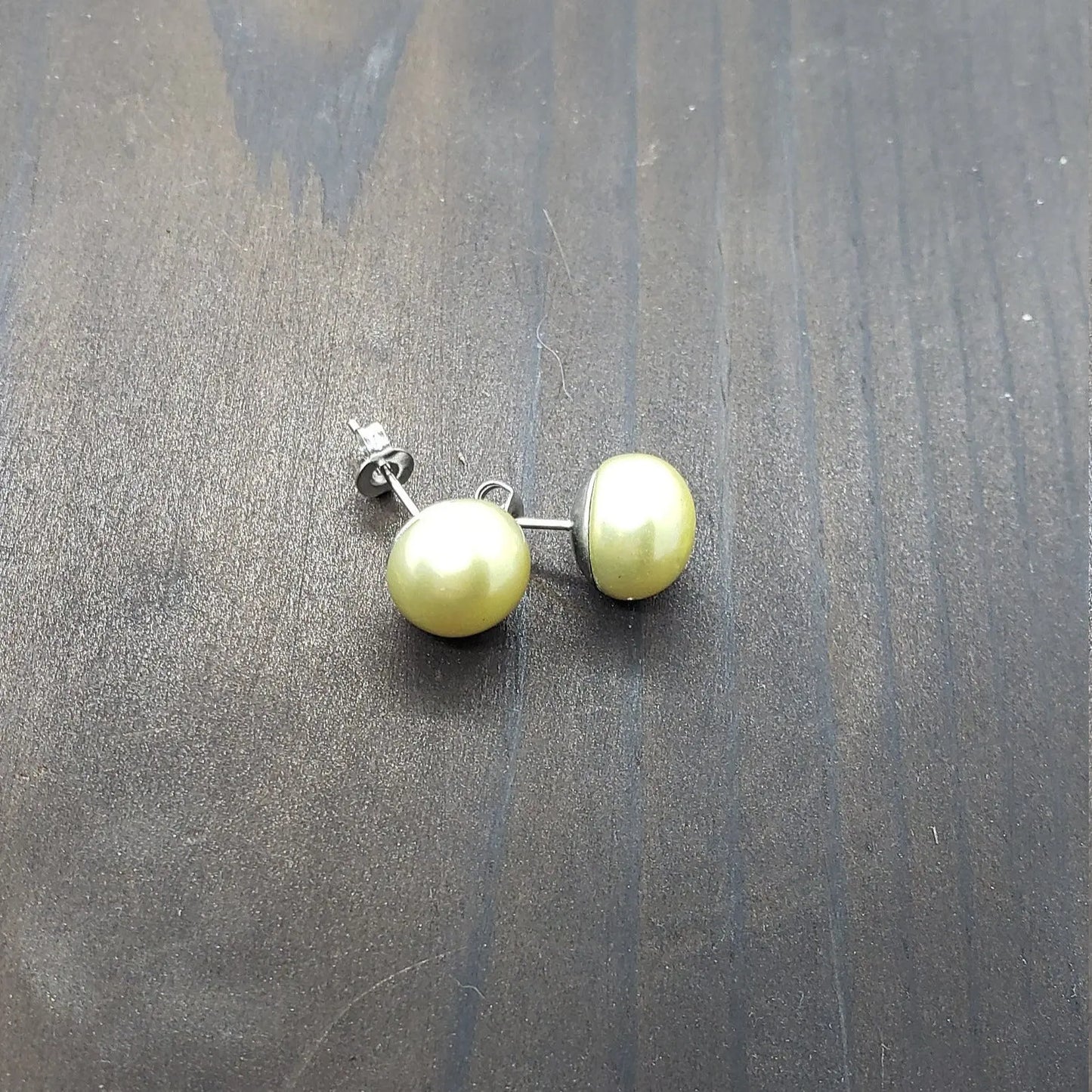Yellow Japanese Pearl Stud Earring gemstone earring, pearl