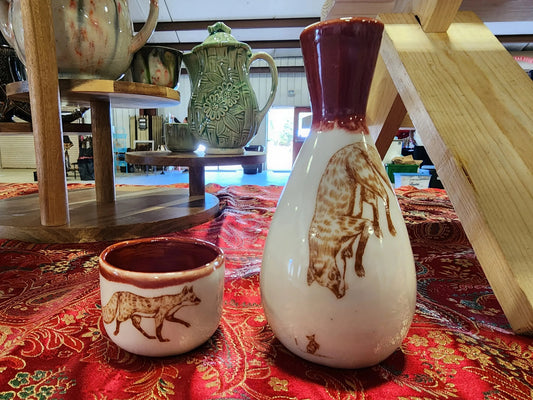 Bunny Custom Sake Wine Set with Japanese Style Sake Jug and 2 Cup moonlitbeading