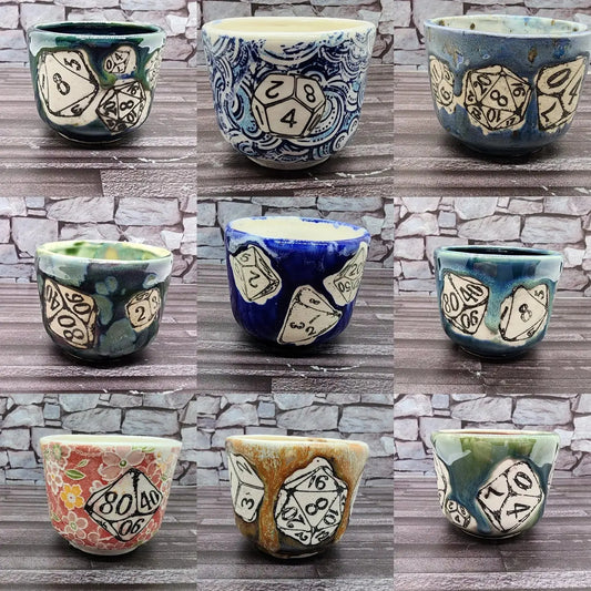 Custom DnD Dungeons and Dragons Japanese Style Tea Cup, Dice Tea Cup moonlitbeading