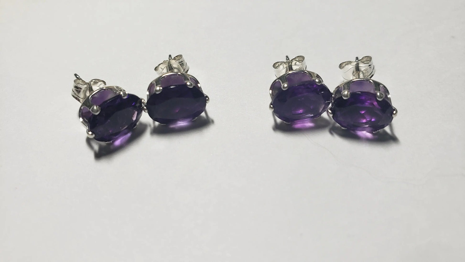 Amethyst Stud Earrings, 8x6mm, Valentine's Day Gift - moonlitbeading