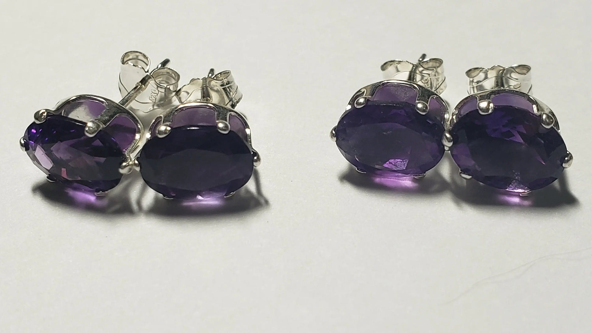 Amethyst Stud Earrings, 8x6mm, Valentine's Day Gift - moonlitbeading