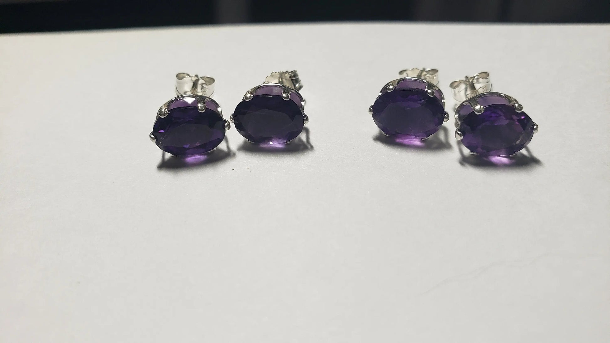 Amethyst Stud Earrings, 8x6mm, Valentine's Day Gift - moonlitbeading