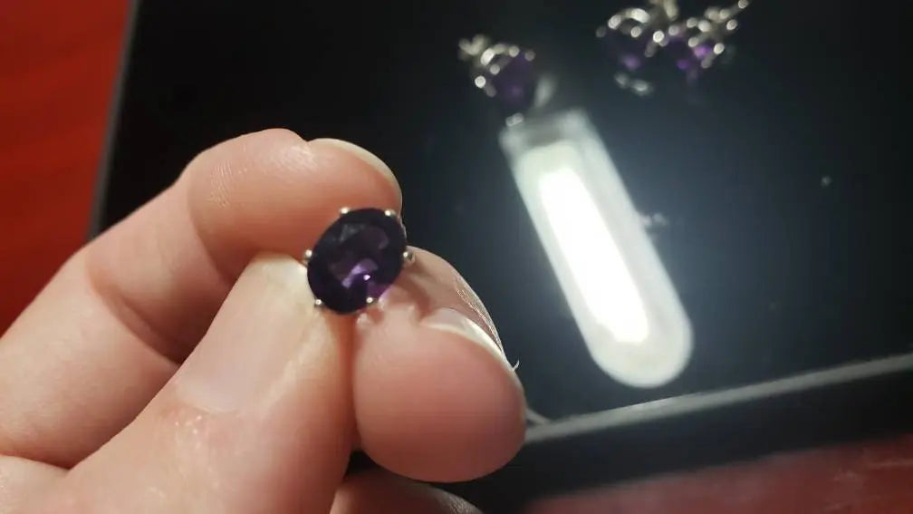 Amethyst Stud Earrings, 8x6mm, Valentine's Day Gift - moonlitbeading