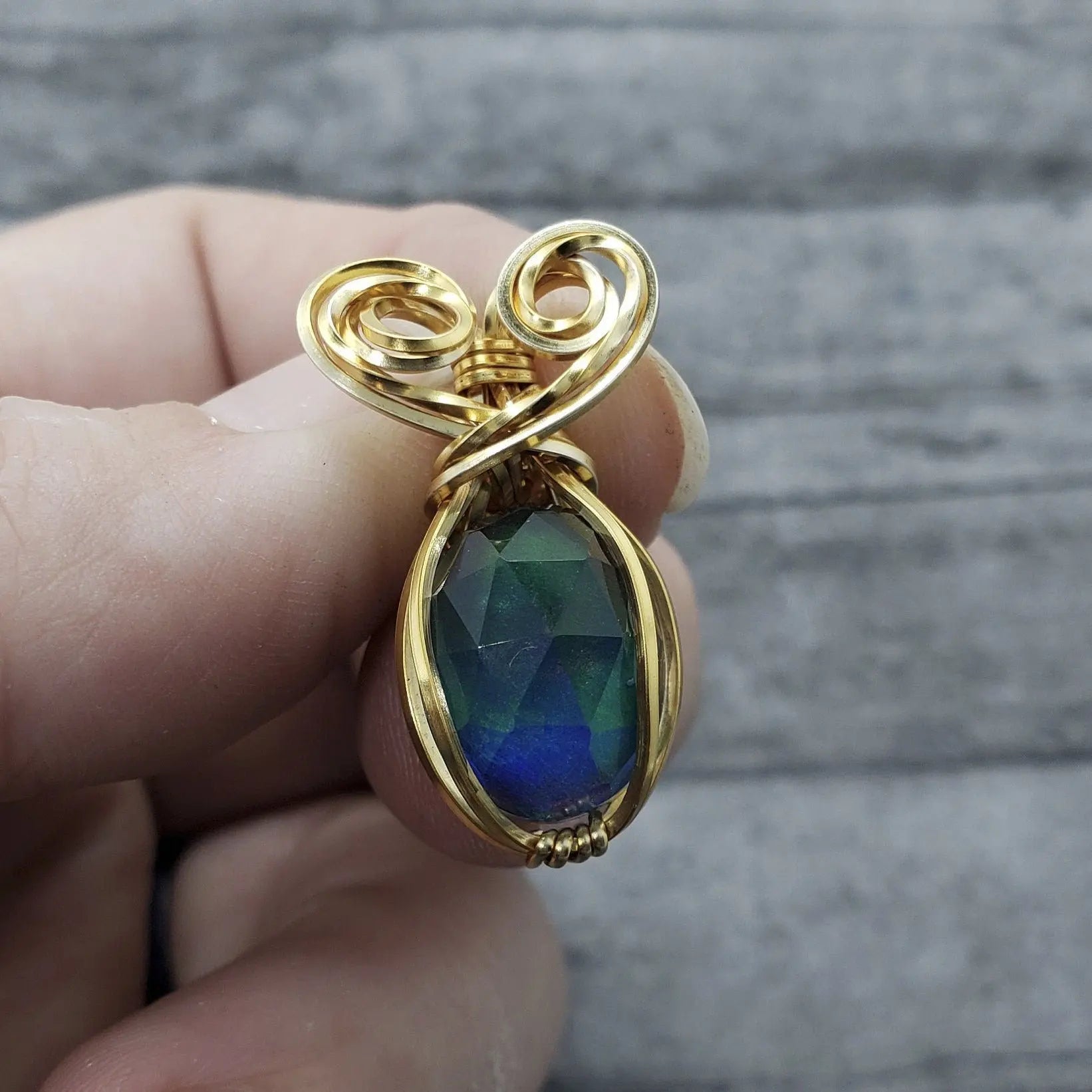 Aurora Opal Pendant, Solitare Pendant - moonlitbeading