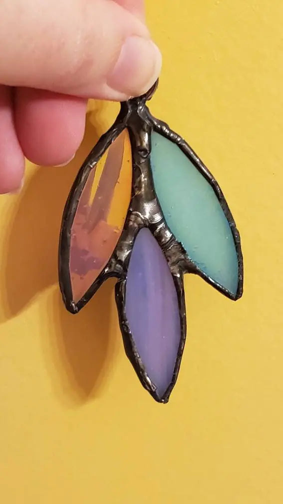 Bisexual Flower Suncatcher, LGBTQ+ Floral stained glass - moonlitbeading