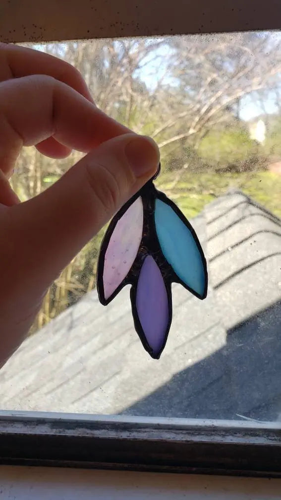 Bisexual Flower Suncatcher, LGBTQ+ Floral stained glass - moonlitbeading