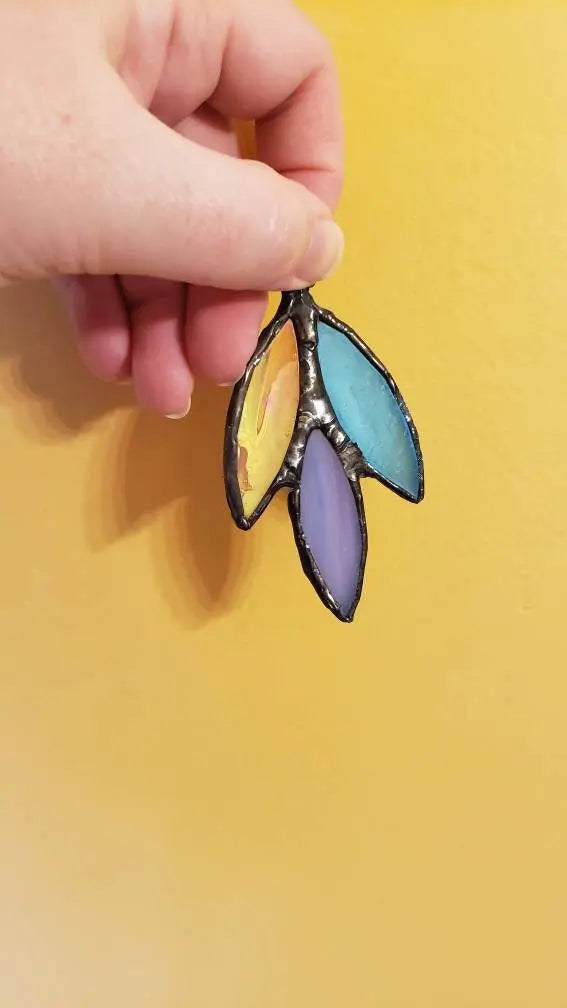 Bisexual Flower Suncatcher, LGBTQ+ Floral stained glass - moonlitbeading