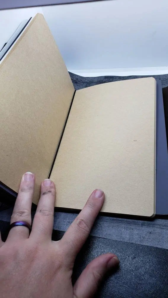 Black Moon Phase Leather Journal - moonlitbeading