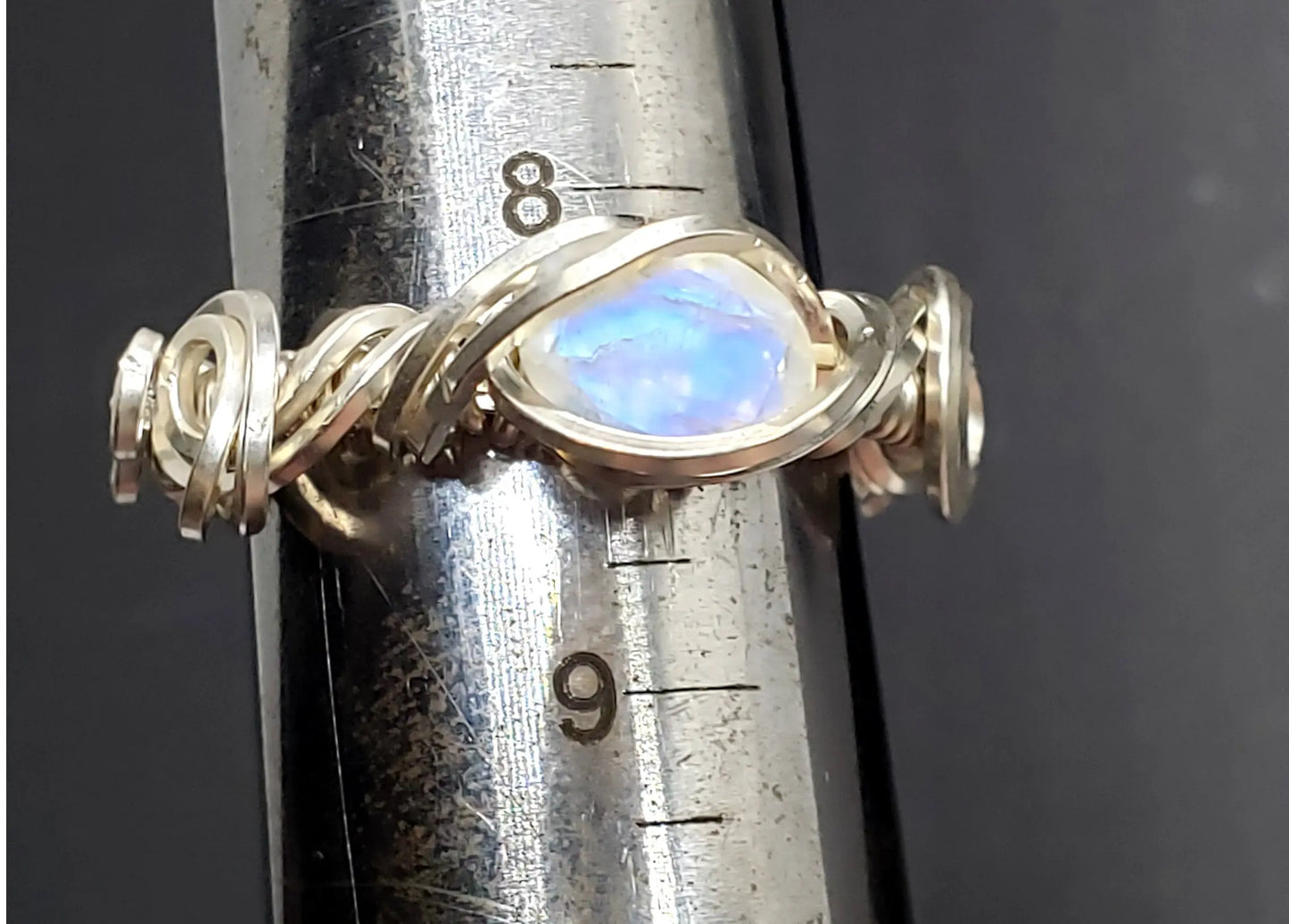 Blue Moonstone Ring, Size 8.25    gemstone ring, moonstone