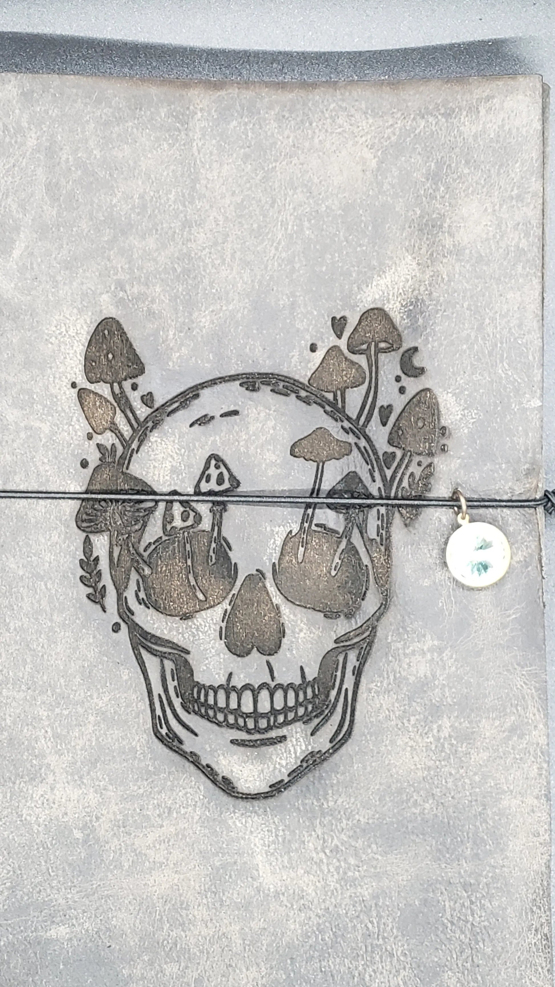 Brown or Pink Living Mushrooms Eat Dead People Journal    leather journal, mushroom, skull