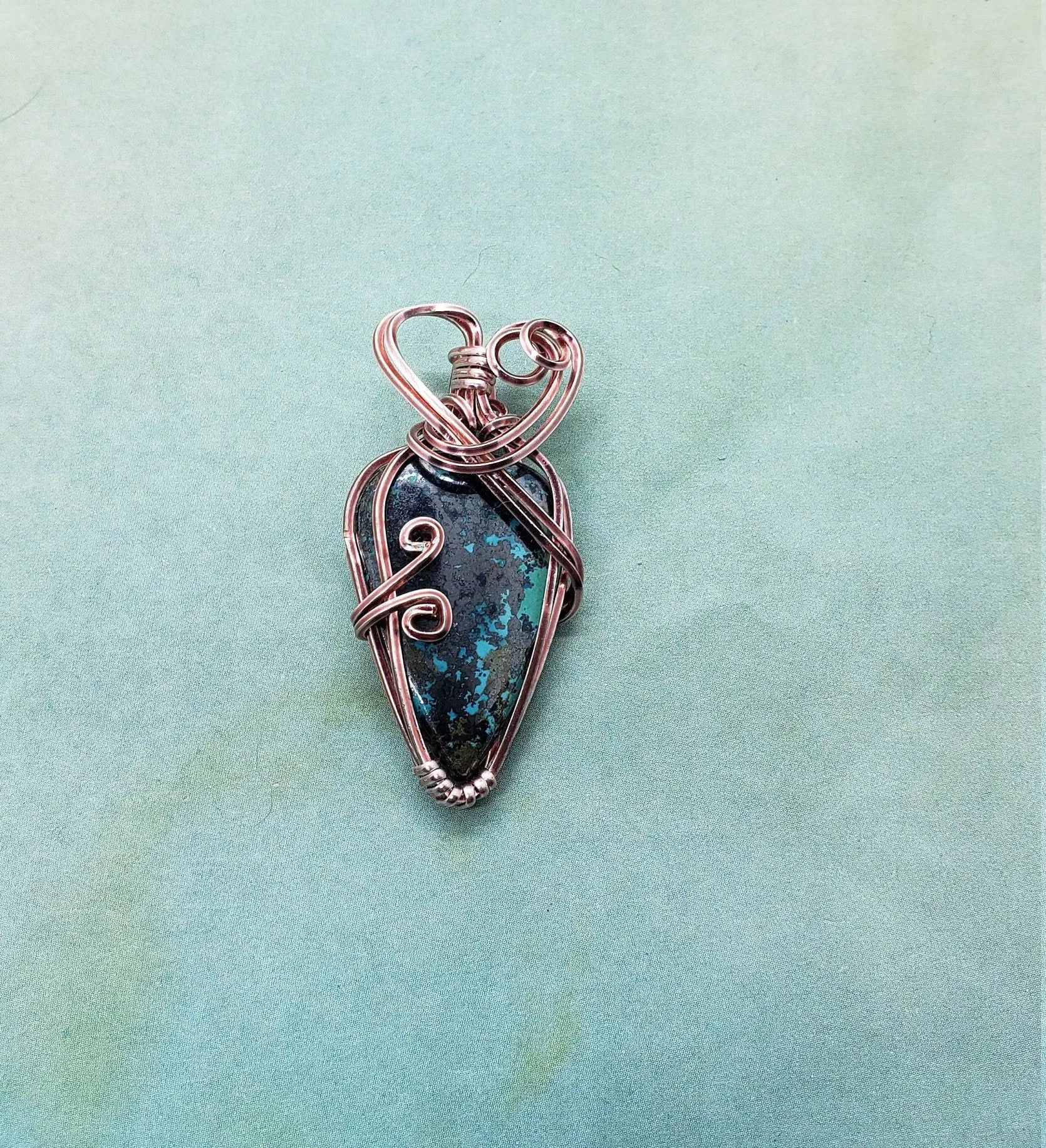 Chrysocolla Pendant    Chrysocolla, gemstone pendant