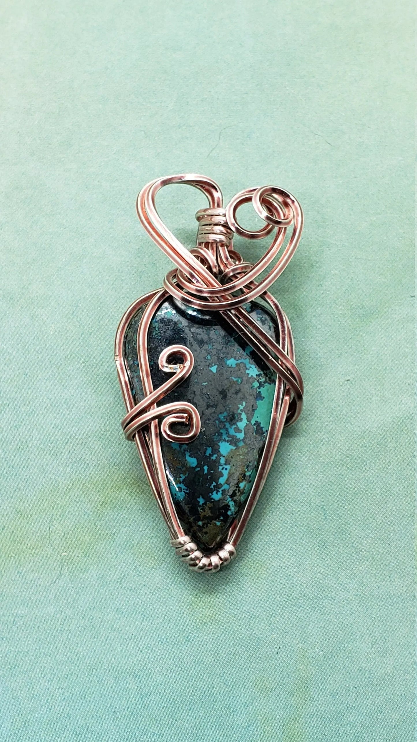Chrysocolla Pendant    Chrysocolla, gemstone pendant