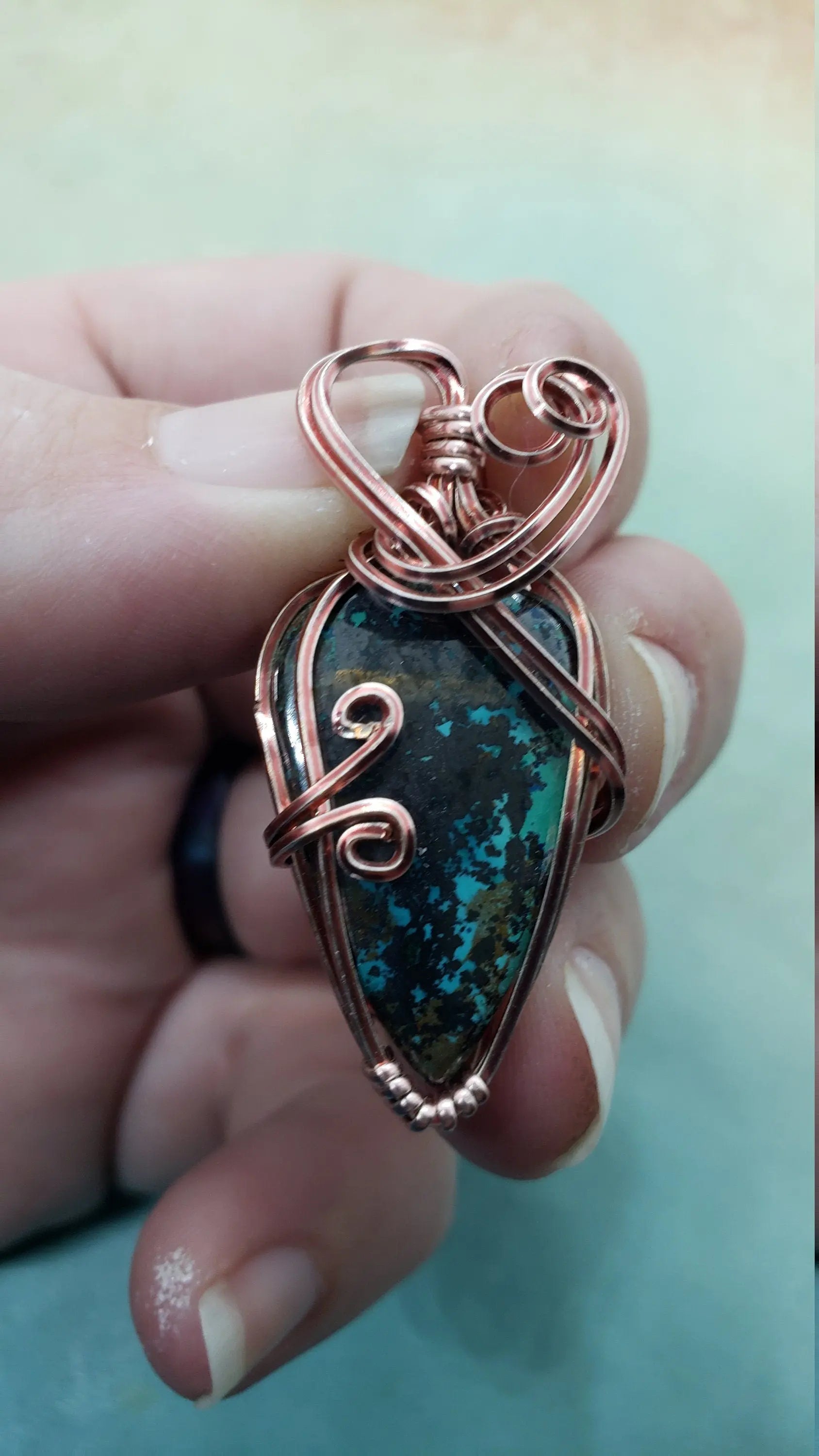 Chrysocolla Pendant    Chrysocolla, gemstone pendant