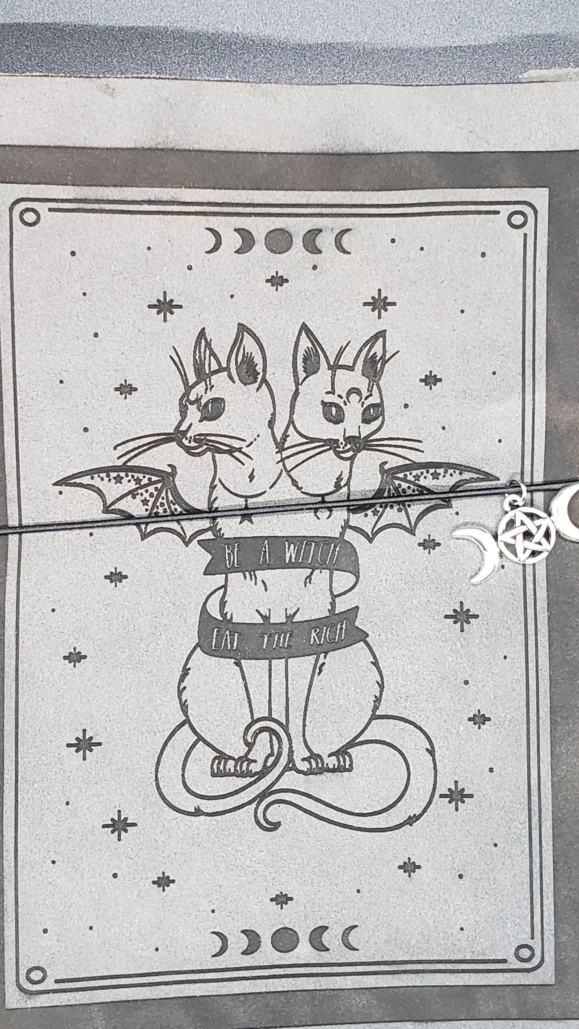 Eat the Rich Cat Journal    cat, leather journal, moon phase