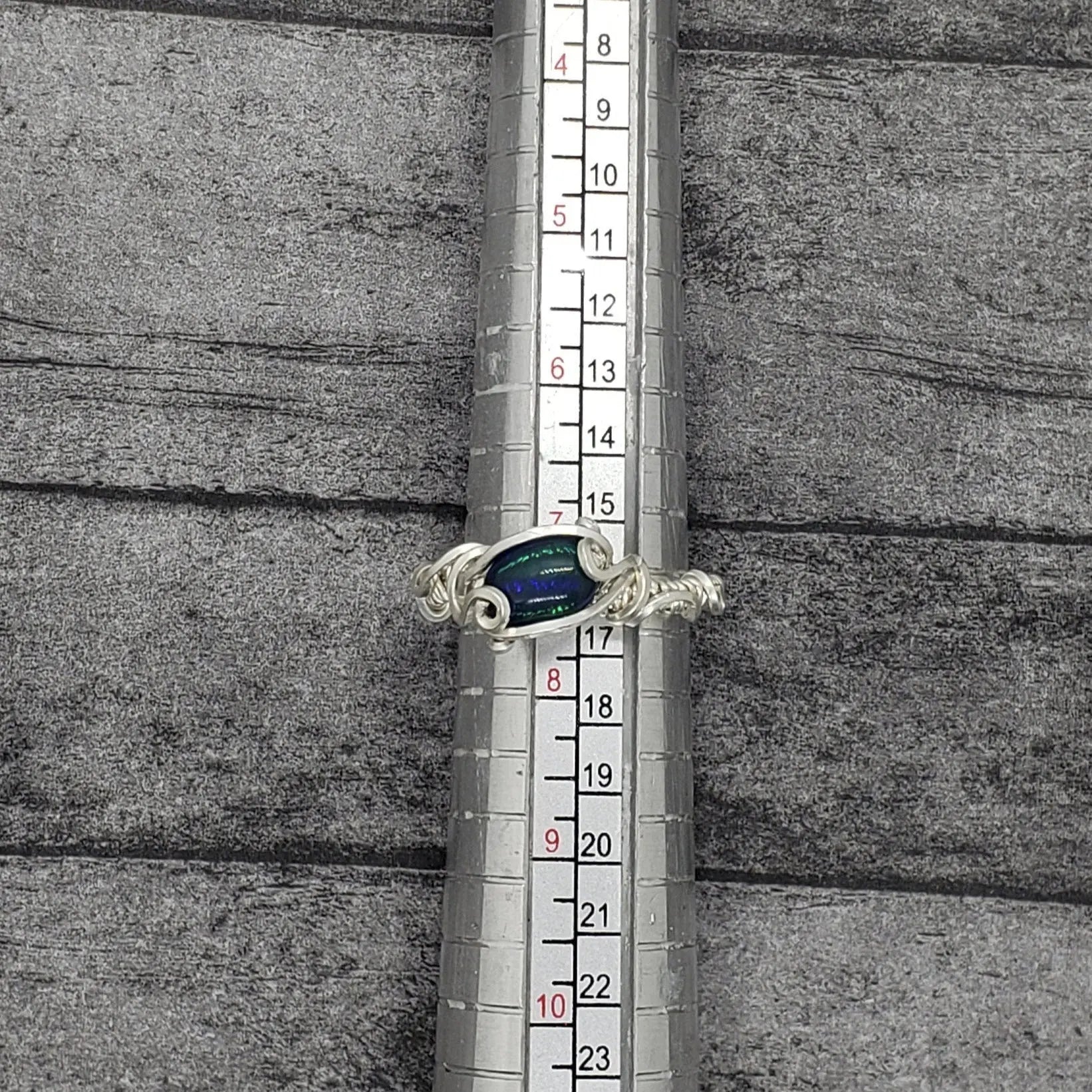 Ethiopian Black Opal Ring, 925 Sterling Silver, Size 7.25, Handmade, Natural Stone - moonlitbeading