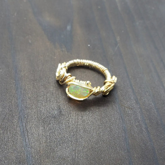 Ethiopian Opal Ring Size 5 - moonlitbeading