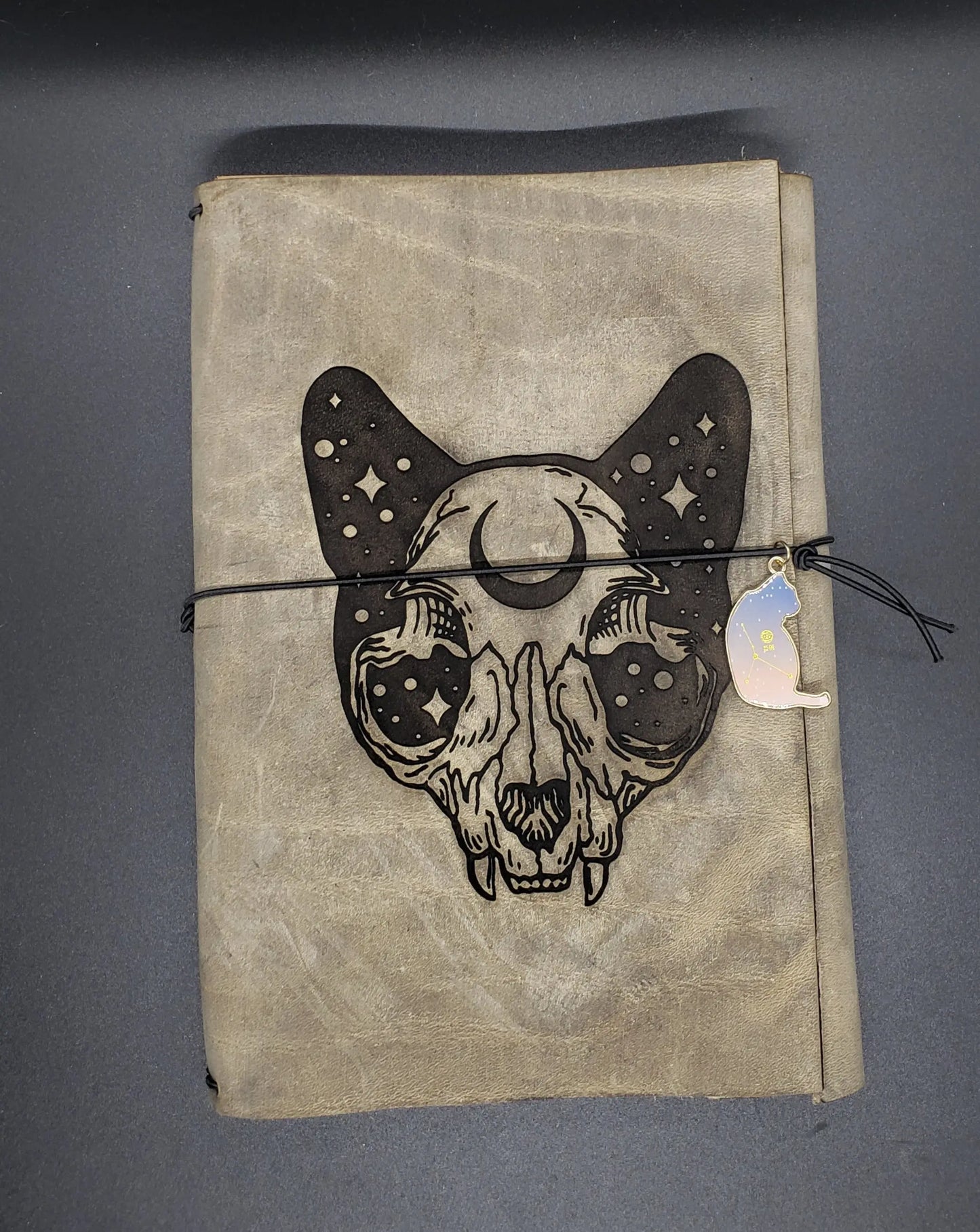 Galactic Cat Journal    cat, galaxy, leather journal
