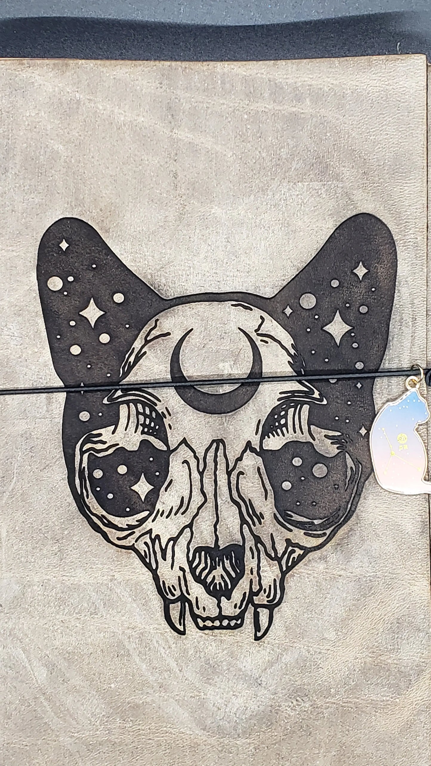 Galactic Cat Journal    cat, galaxy, leather journal