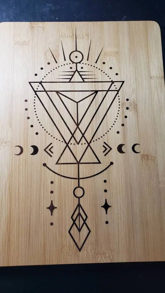 Geometric Laser Engraved Cutting Board - moonlitbeading