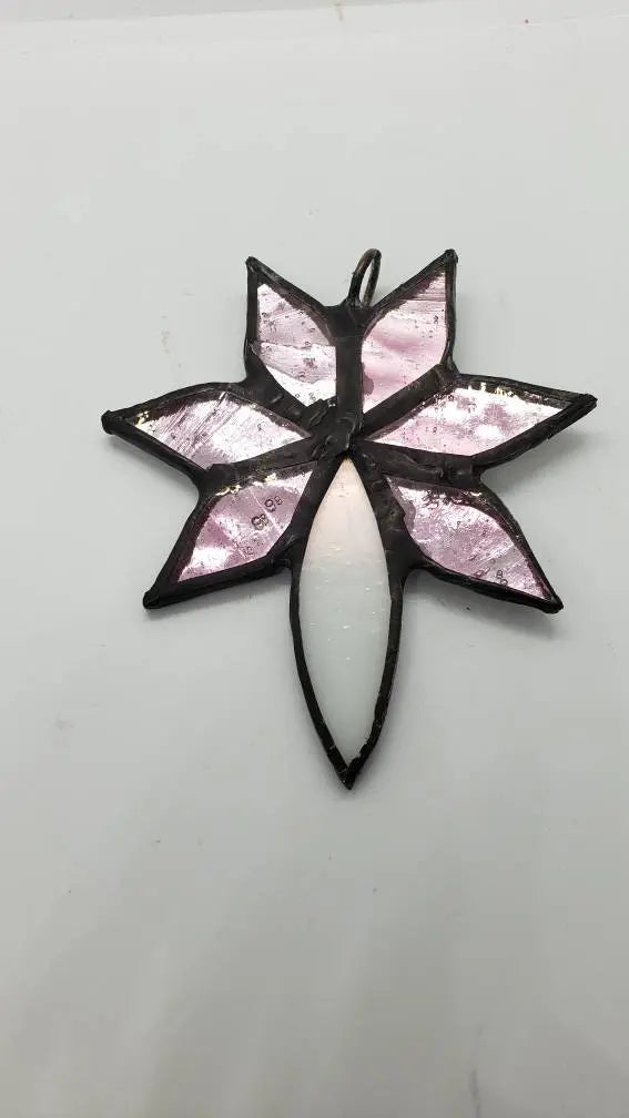 Iridescent Flower Suncatcher, Floral Stained glass - moonlitbeading